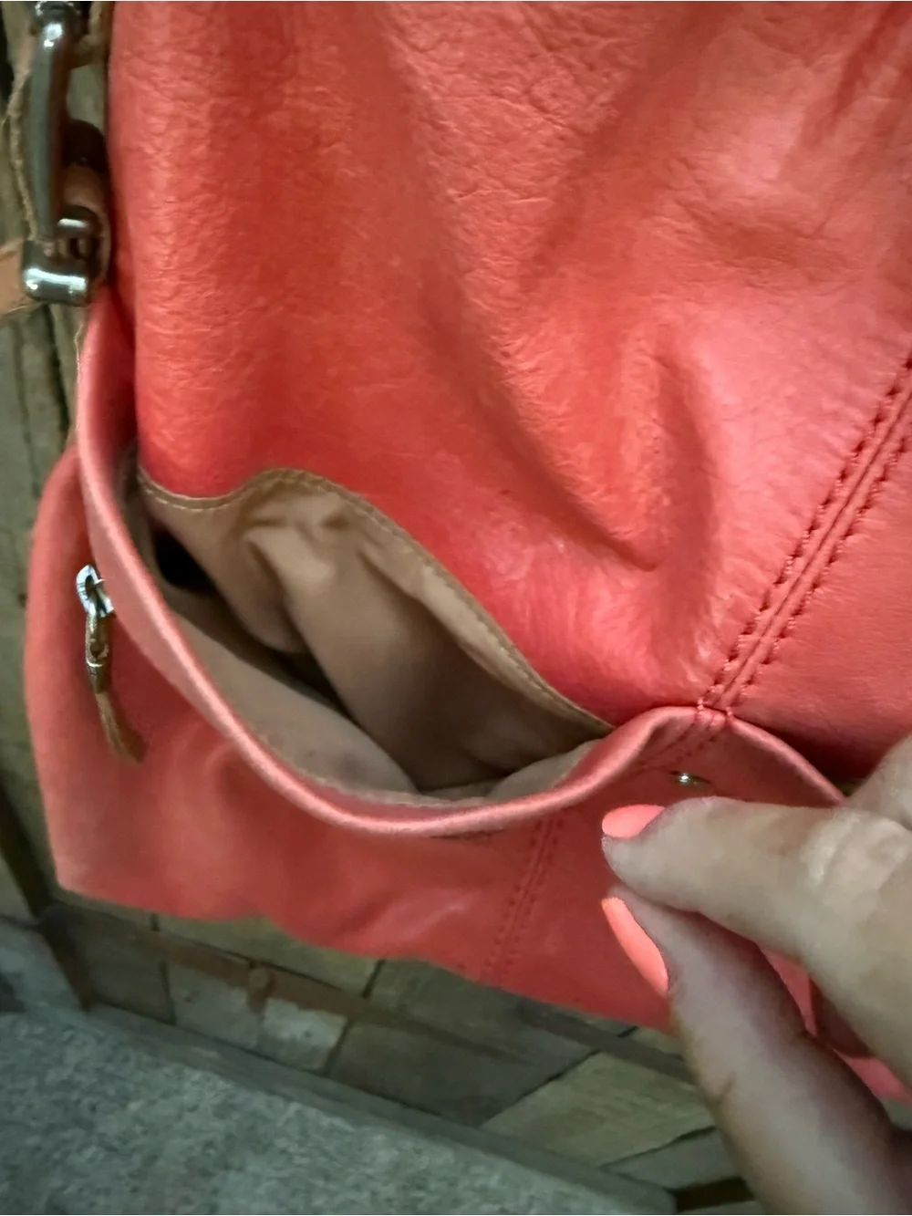 The Sak Ashland Leather Hobo Bag Cayenne/Salmon Color